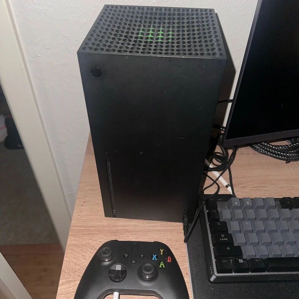 Black Gaming Console with Controller